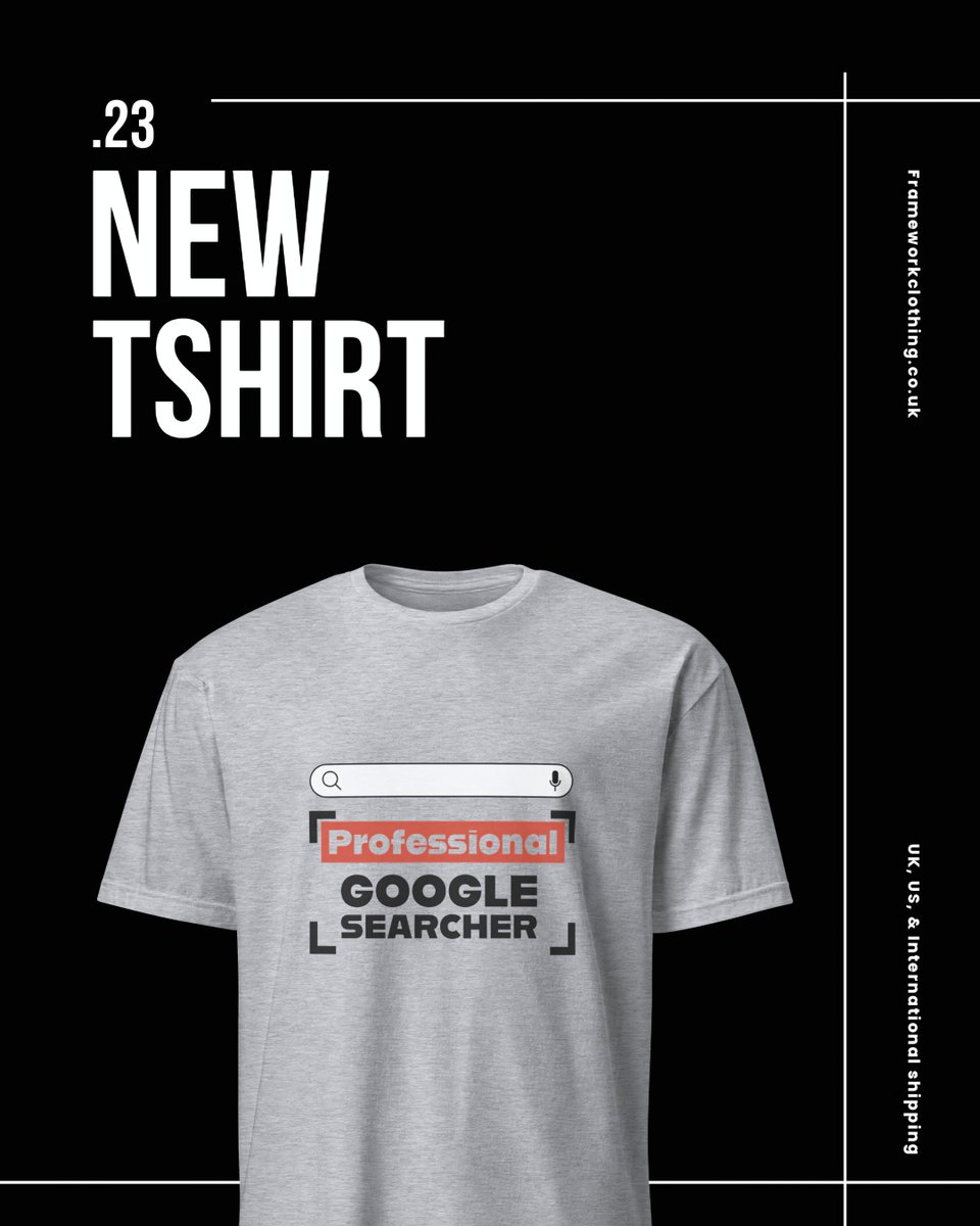 fwc_hq's tweet image. Are you a Professional Google Searcher? Rock your search skills with this tee made for developers and problem solvers. Super comfy and perfect for every techie!

grab yours: frameworkclothing.co.uk/products/profe…