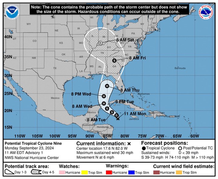 Georgia may experience heavy rainfall, flash flooding, gusty winds capable of downing trees and power lines, and tornadoes due the Potential Tropical Cyclone 9 system potentially heading our way later this week.

Stay tuned to forecast updates from the your local <a href="/NWS/">National Weather Service</a> office.