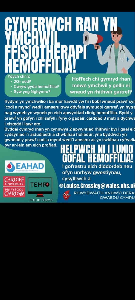 Lcrossley5's tweet photo. AHP research to support Welsh people with Haemophilia.  A great opportunity made possible with the support of @EAHAD @cardiffuni @k8button https://t.co/FTKsei5SMs