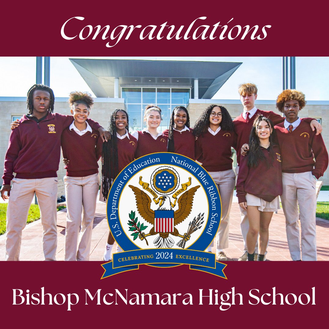BMHSMustangs's tweet photo. Bishop McNamara High School has been recognized as a 2024 National Blue Ribbon School by U.S. Secretary of Education Miguel Cardona. https://t.co/VrpJJTPMVD