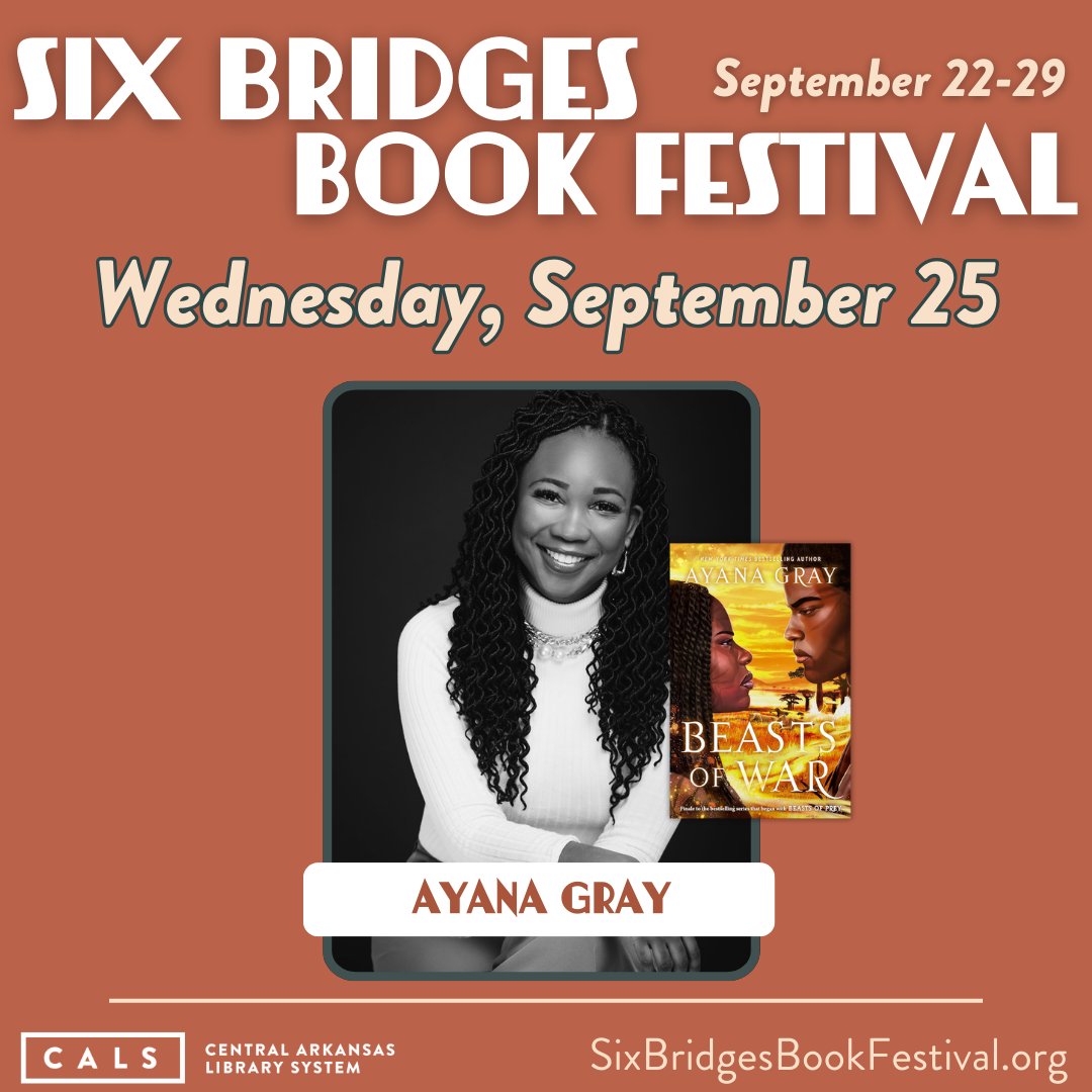 Today at the Six Bridges Book Festival, don't miss your chance to see hometown hero <a href="/AyanaGray/">Ayana Gray (Updates)</a> returning to the Fest with the 3rd book in her acclaimed Beasts of Prey series.
Get more info and register to attend at events.cals.org/event/11763231