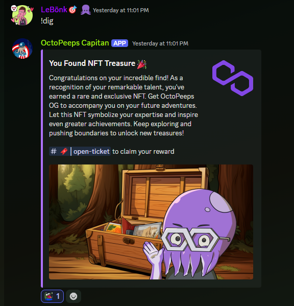 lebonk_nft's tweet image. Got another OG @OctoPeepsNFTs by playing the "fortune seeker" game in Discord! 🙌🐙💜

#OctoPeeps #onPolygon