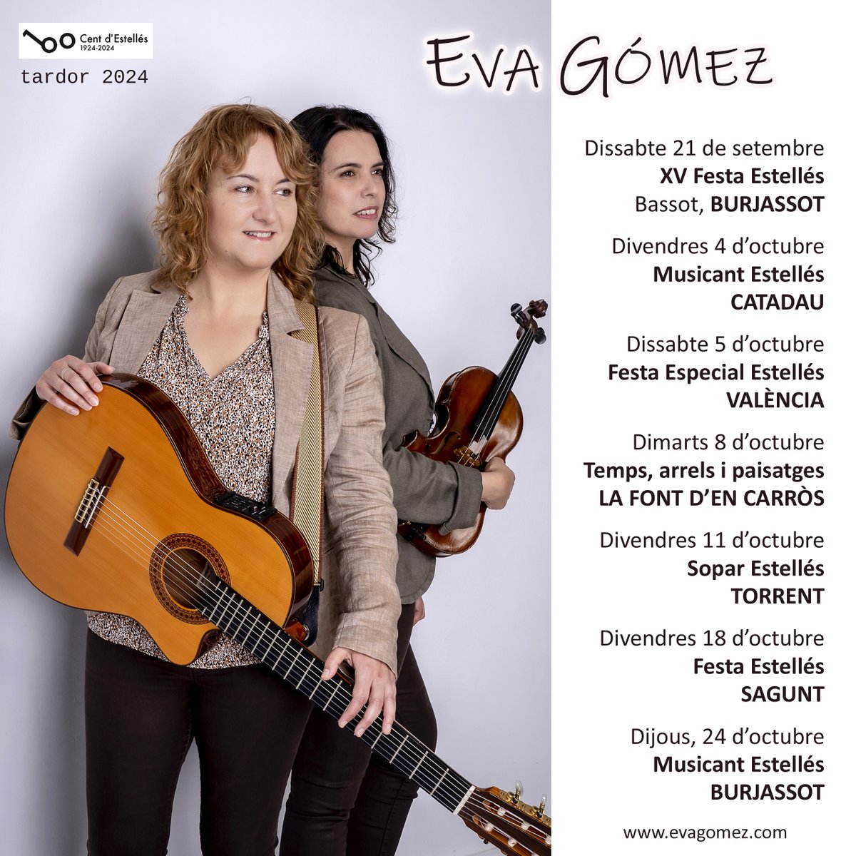 Atenció, canvis... Actualitzem el llistat de les actuacions i concerts que s'apropen. #vicentandrésestellés #Estellés #cantautora #songwriter #cançó #musicantestellés #centdestelles #anyestellés #centanysdestellés #evagomezcantautora #poesiamusicada #poesia #tempsarrelsipaisatges