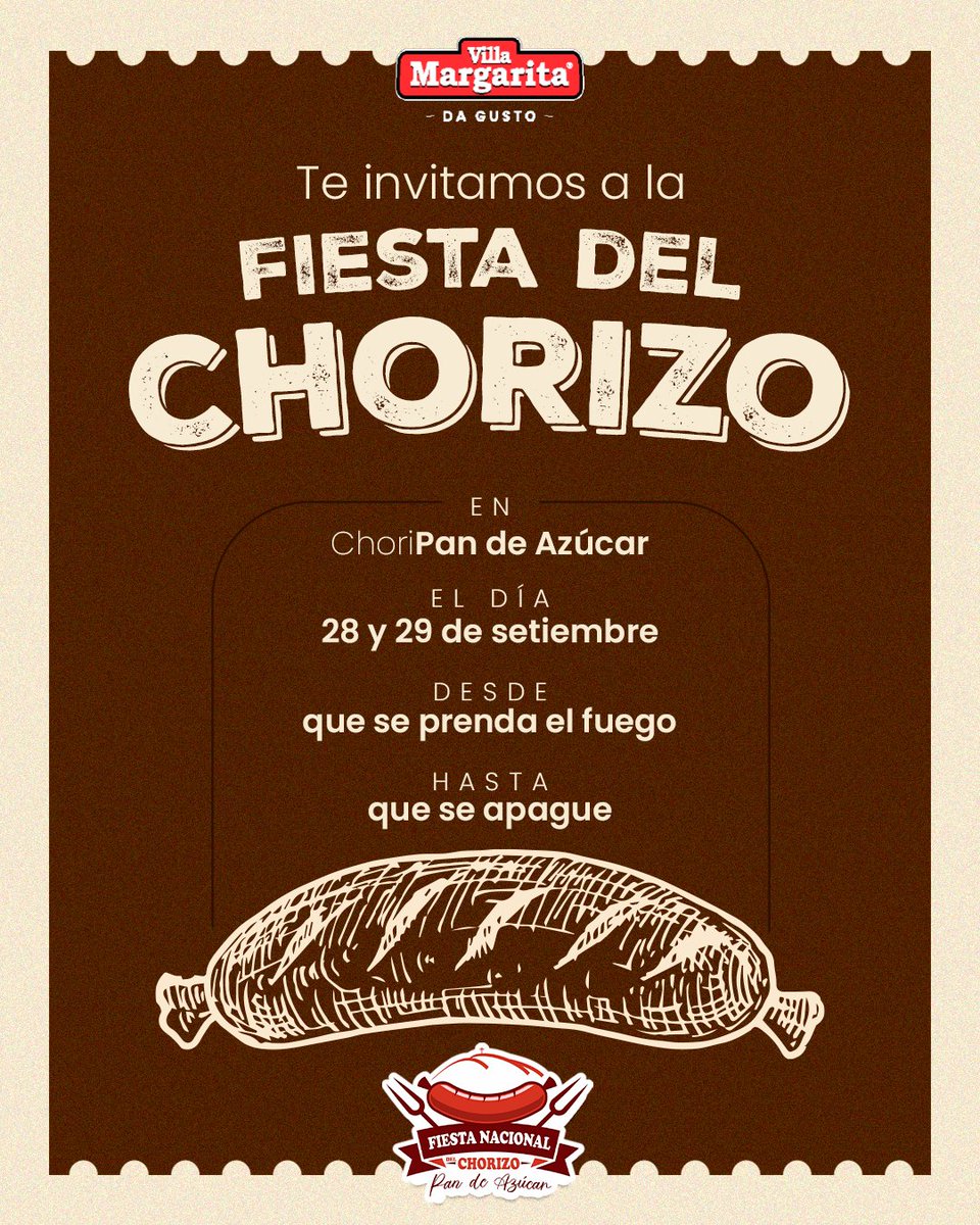 vm_uruguay's tweet photo. Llega la Fiesta Nacional del Chorizo y no podemos no estar presentes. 🎉

Te esperamos con la parrilla prendida para disfrutar de un sabor único en el Parque Juan Zorrilla de San Martín, Pan de Azúcar.

📆 28 y 29 de setiembre. https://t.co/yvHFXRaWDy