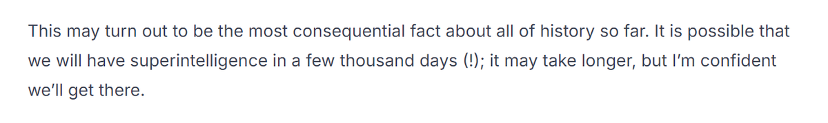 🚨 HUGE

Sam Altman estimated that superintelligence could be developed within 5 to 10 years.

The first breakthrough might happen in just under 3 years.