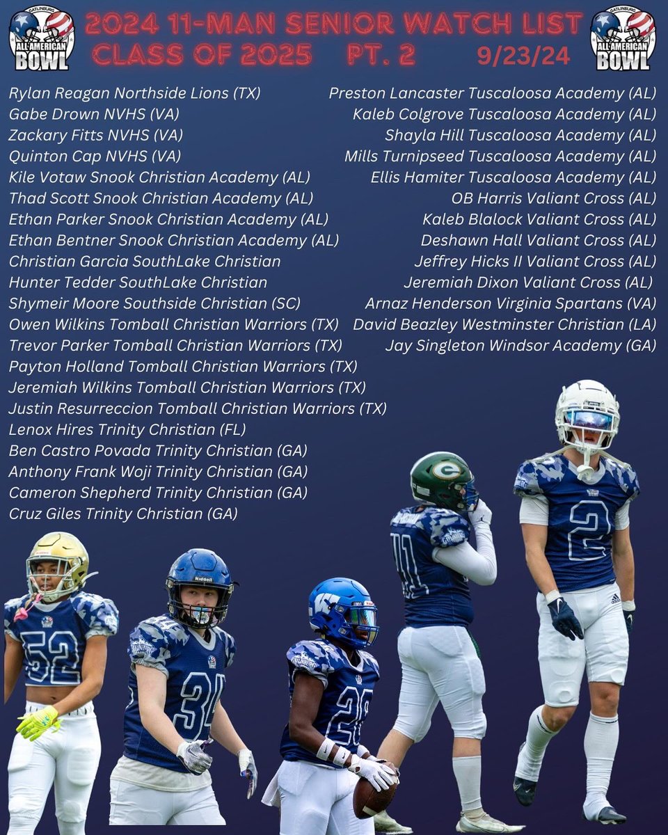 The 11-man Junior and Senior Watch Lists are LOADED from top to bottom with talent from all over the country! And we know there’s even more out there. All of these athletes are already proving why they deserve to be on this list in 2024. Keep up the hard work as we get closer and