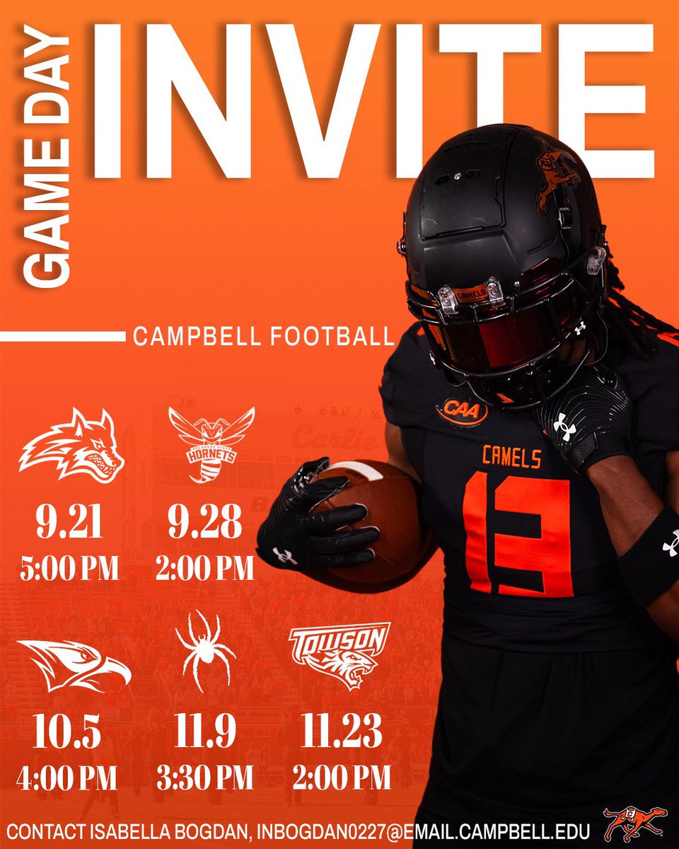 Next opportunity to come check the Camels out this Saturday on 9/28 this Saturday! We would love to host you for a gameday experience and share with you what we are building here in the Creek! 
Please DM me! #RollHumps #FightAsOne