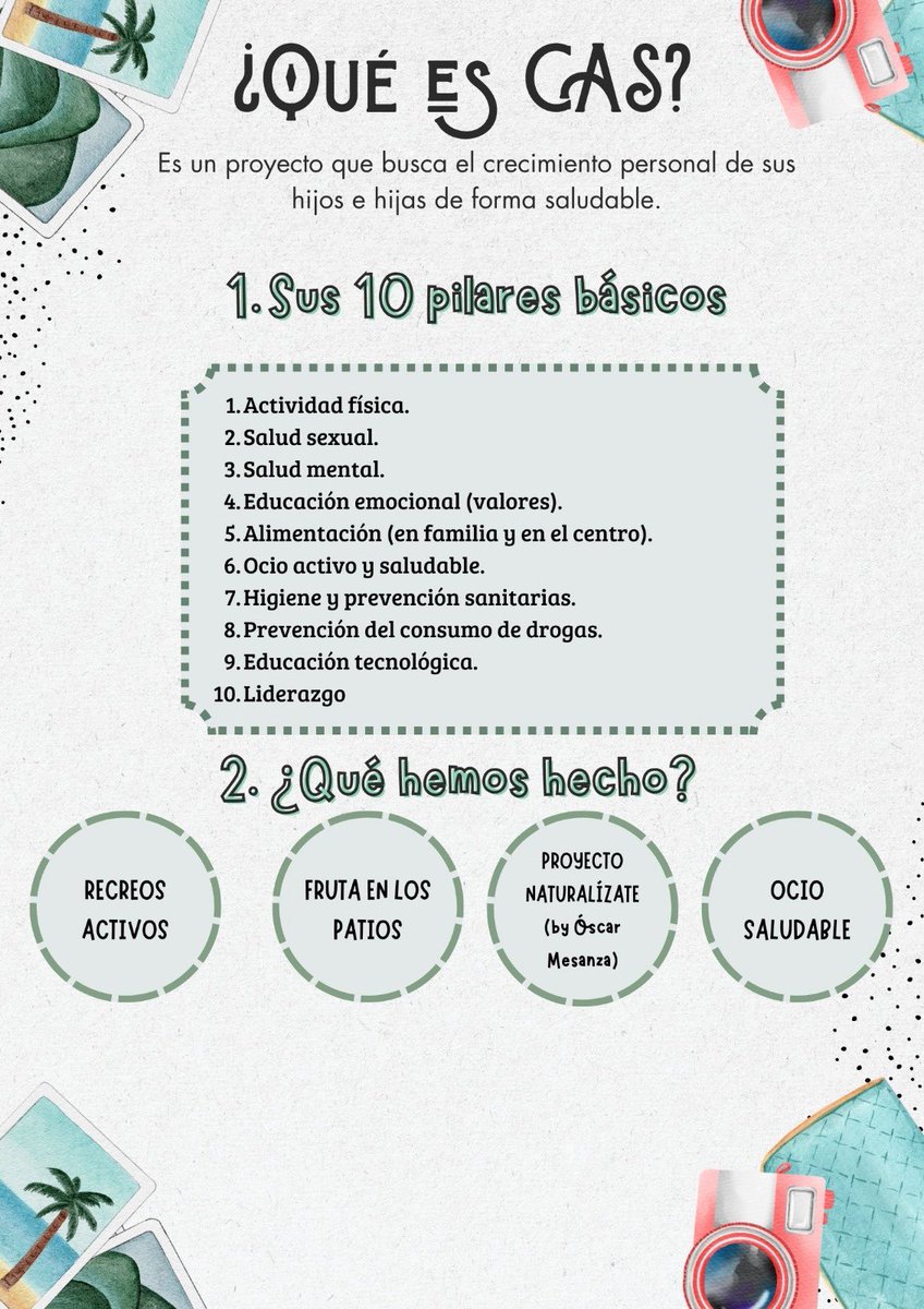 El proyecto CAS busca el crecimiento personal de nuestros estudiantes a través de 10 pilares, como la actividad física, la salud mental y el ocio saludable. ¡Anima a las familias a participar y a fomentar un estilo de vida saludable durante todo el año!