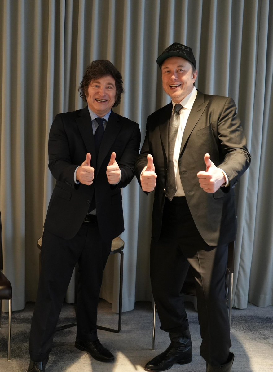 Gran reunión con Elon Musk: conversaron sobre el proceso de desregulación que se está llevando adelante, de todos los detalles del RIGI, de las implicancias de la
Ley Bases y del camino que está recorriendo la Argentina en su regreso a la normalidad. Fin.