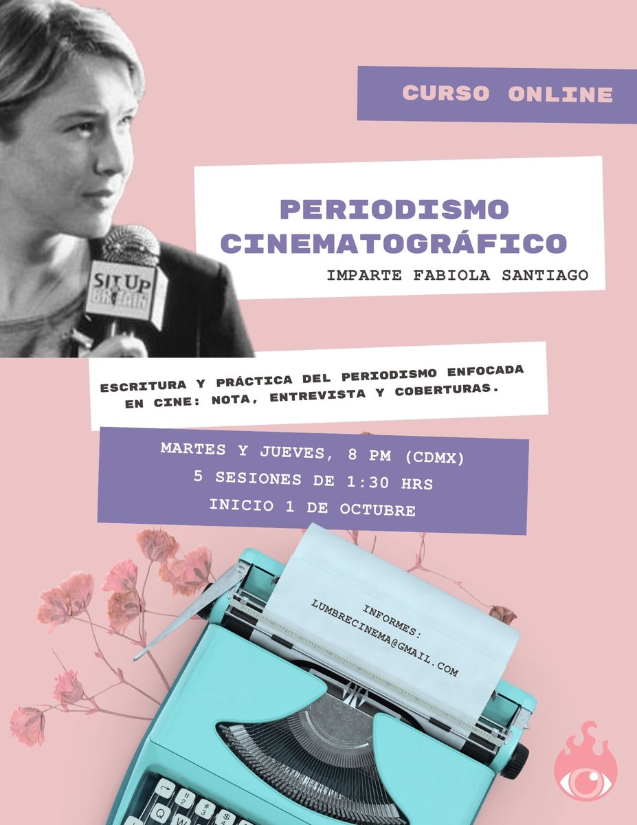 LumbreCinema's tweet photo. Últimos días de descuento en nuestro curso de Periodismo cinematográfico. Iniciamos el 1 de octubre.
💜 Martes y jueves | 8-9:30 PM
🔥 Modalidad Online (Zoom)
🎬 Imparte @fabsantiagocine 
📩 Informes e inscripciones: lumbrecinema@gmail.com 
https://t.co/t5DnaYZtAh https://t.co/KikjU2SQLJ