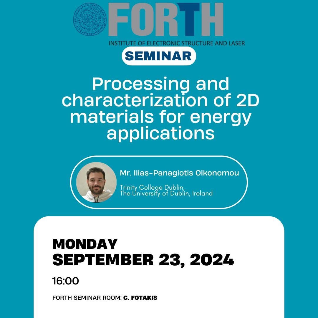 First time in Crete, first time in <a href="/FORTH_ITE/">FORTH</a>. Many times thanks to <a href="/Stratakis_Emm/">Emmanuel Stratakis</a> and his group <a href="/StratakisLab/">StratakisLab</a> for hosting me in the Institute of Electronic Structure and Laser <a href="/ITN_2Exciting/">itn-2exciting</a> #2d_materials