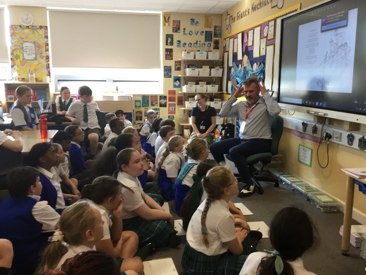 6B_stjohns's tweet photo. We absolutely loved having @Blandpoet at our school. We performed some of his hilarious poems together and then took part in a workshop to create our own poems and share them with each other. ✏️ 🤩 @6T_stjohns https://t.co/LSuaxa86p7