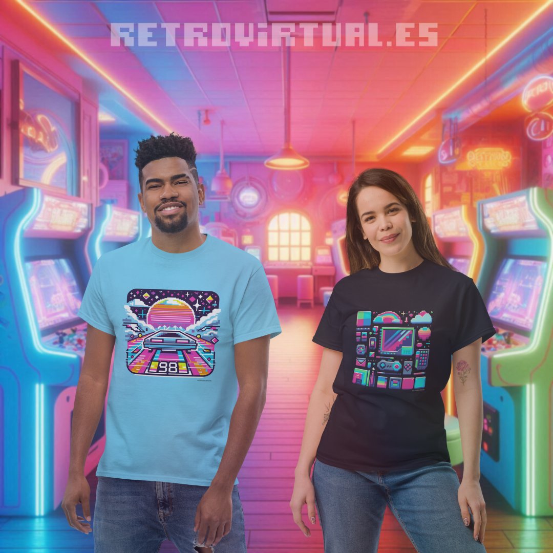 👾 #ModaDelPasado con un toque #actualizado !! 

💜💙💚💛🧡❤️🧡💛💚💙💜
#modaunisex #camisetasretro #pixelart #tiendaderopa #empresaemergente