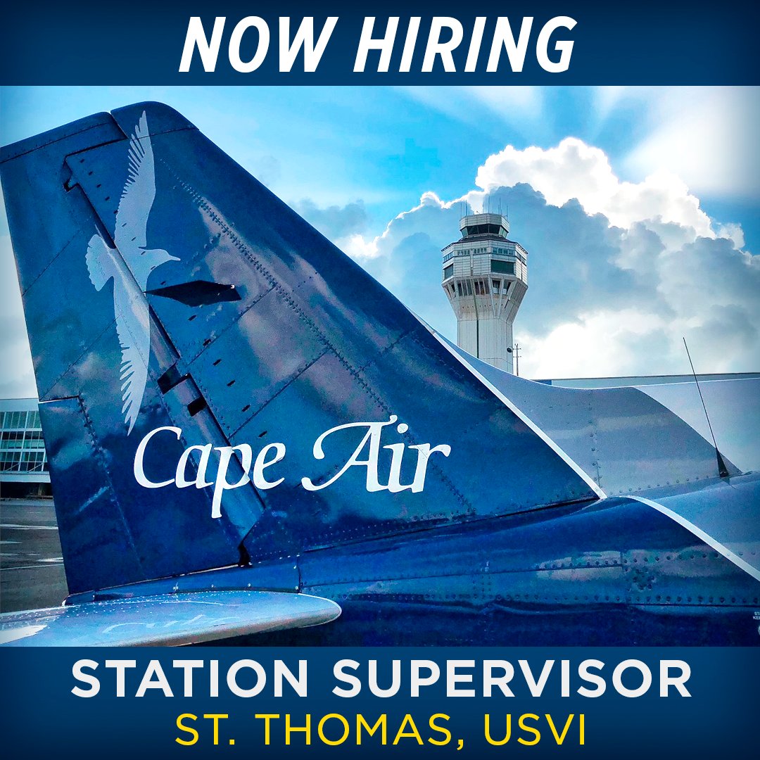 Interested in working for one of the best small airlines? We’re hiring a Station Supervisor in the beautiful city of St. Thomas, USVI. Apply today at capeair.com/careers. . . . #flycapeair