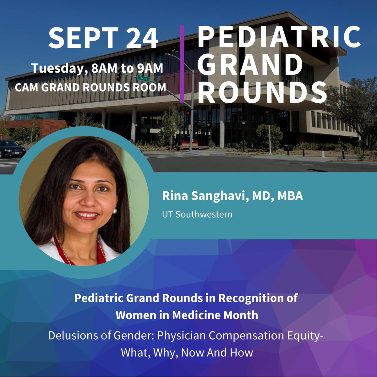 Stanford Pediatrics (@stanfordpeds) on Twitter photo Join <a href="/UTSWMedCenter/">UT Southwestern Medical Center</a> <a href="/rina_sanghavi/">Rina Sanghavi,MD,MBA</a> for tomorrow's #pediatricgrandrounds! Dr. Sanghavi will present "Delusions of Gender: Physician Compensation Equity - What, Why, Now, and How" Don't miss it! Join <a href="/UTSWMedCenter/">UT Southwestern Medical Center</a> <a href="/rina_sanghavi/">Rina Sanghavi,MD,MBA</a> for tomorrow's #pediatricgrandrounds! Dr. Sanghavi will present "Delusions of Gender: Physician Compensation Equity - What, Why, Now, and How" Don't miss it!