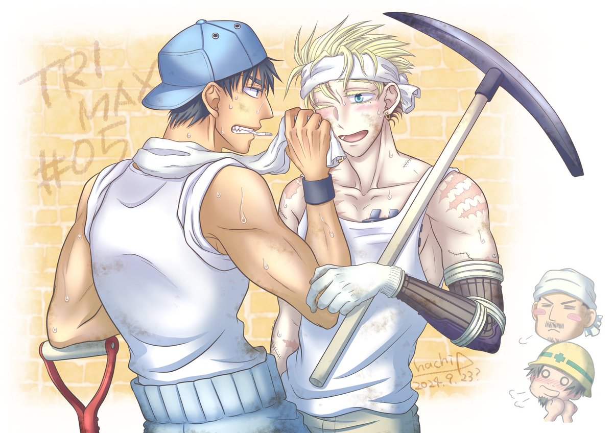 #working_WV_fes

＊素敵な企画ありがとうございます🥳✨
＊不甲斐なくも遅刻参加です🙇💦
＊ワーキングといえばのシーン🎬
＊土方WV描きたかった🥴💖
＊腹巻かそんな👖なのか問題…🤔ｱﾂｸﾈ?
＊モブおじになって見守りたい…🤭💞