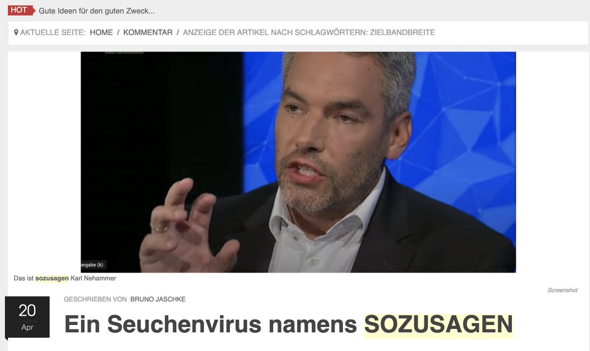 Diese Geschichte habe ich sozusagen vor fünfeinhalb Jahren (April 2020) geschrieben.
Jetzt ist das Wort sozusagen in aller Munde. In diesem Wahlkampf sozusagen mehr denn je.

branchenblatt.at/component/k2/9…