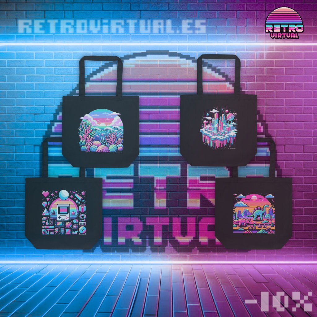 👾🦖 Mundos jurassicos, mares coralinos y urbes flotantes llegan a los diseños de la semana 🌅🌁 
¡Añadimos también las Ecobolsas de tela a la lista!
♻️👜📜

🎨✨👕✨🤩✨👜✨🖌️
#modaunisex #camisetasretro #ecototebag #pixelart #tiendaderopa #empresaemergente