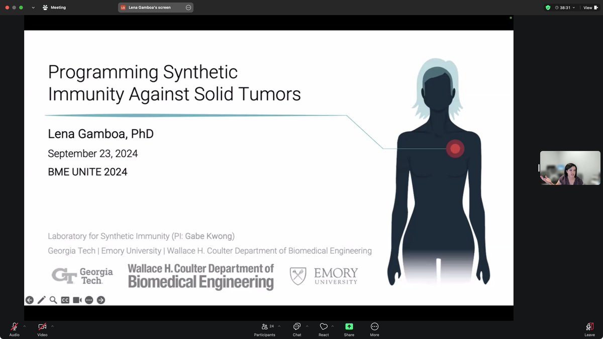 Awesome talk from lab alum <a href="/lenagamboa_/">Lena Gamboa</a>  '15 on her PhD work on immunotherapy + synthetic biology with <a href="/gabekwong/">Gabe Kwong</a> <a href="/CoulterBME/">Coulter BME | Emory & Georgia Tech</a> 

Proud of her scientific accomplishments and glad to see that she's a faculty candidate! <a href="/bmeUNITE/">bme unite</a> <a href="/brownengin/">Brown Engineering</a> <a href="/BrownUCancer/">Legorreta Cancer Center at Brown University</a>