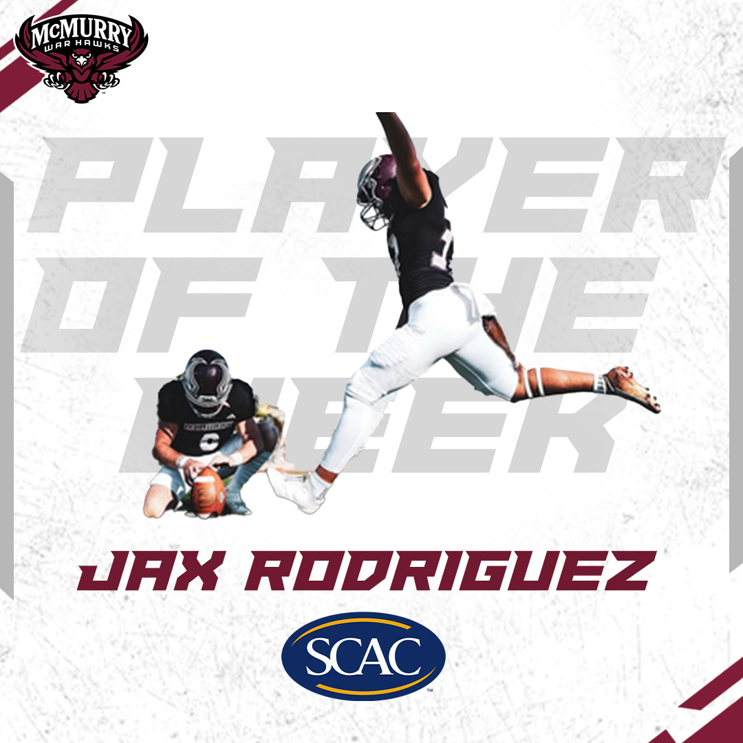 Congrats to Jax Rodriguez, SCAC Special Teams Player of the Week!