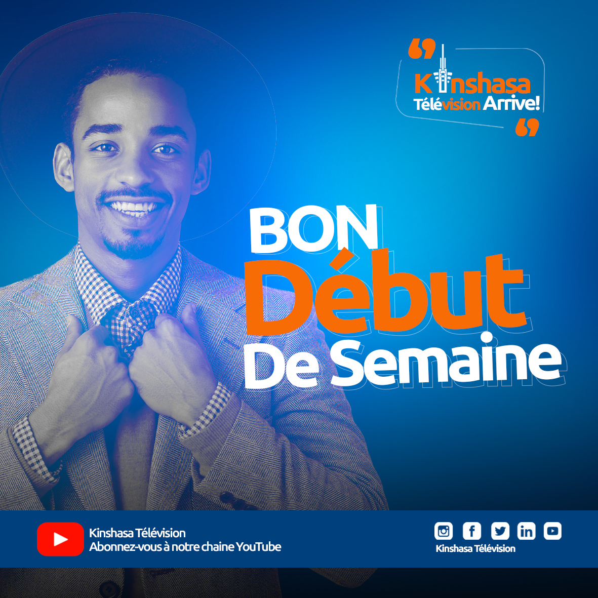 Bonjour tout le monde! 🌟
Que cette semaine soit remplie de succès et de bonheur pour vous tous! 

#NouvelleSemaine #Motivation #MariusMuhunga #Kinshasatelevision #TouteUneVision