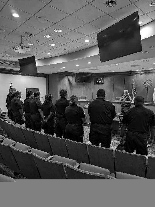 CCSOVA's tweet image. This past week, the 39th Basic Academy ran its second history run meeting with Captain Newcomb. The recruits were given a brief lesson about the Board of Supervisors, its history and importance, and public meeting room procedures. #basicacademy #training #history #run