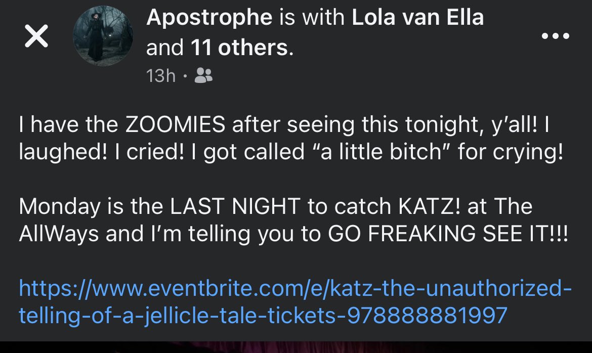 itsjeezloueez's tweet photo. Tonight is your LAST chance to see KATZ in #NewOrleans and the reviews are rolling in! RSVP before it’s too late: https://t.co/E8xIKVdy5i https://t.co/hz1aGZTZS1