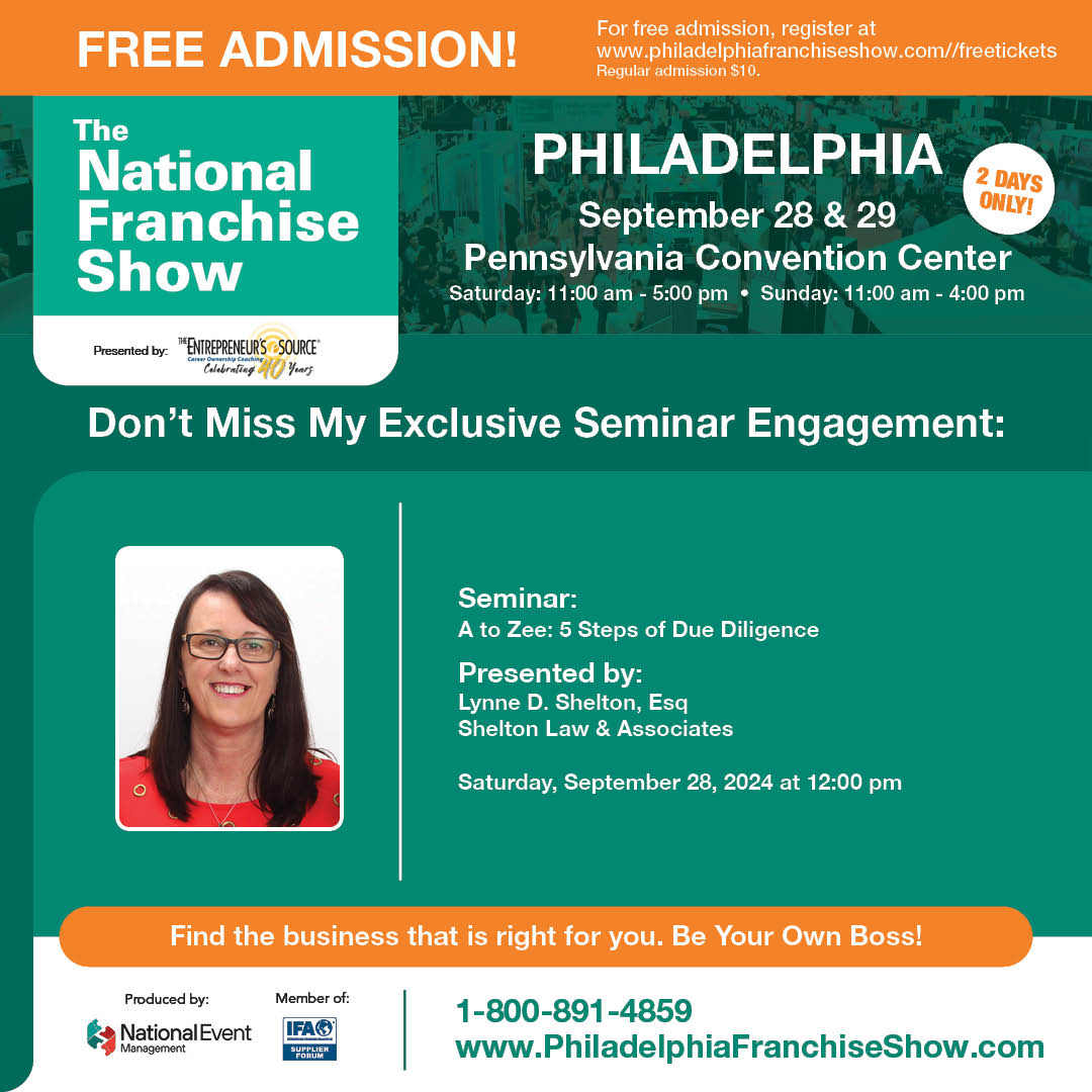 FranchiseTweet's tweet photo. Register Now https://t.co/Uis36w5cJm for  Franchise Attorney, Lynne Shelton's Seminar at The National Franchise Show next Saturday, 9/28 beginning 12-noon ET at the PA Convention Center in Philadelphia, PA https://t.co/u3UJgz7QUj