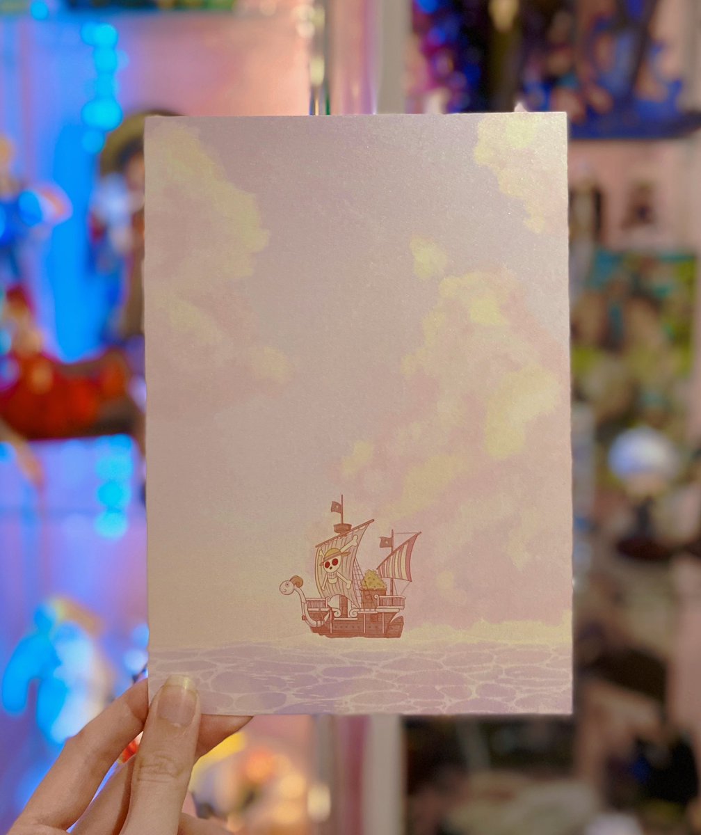 MyName_Is_Elena's tweet photo. Botín de la Japan Weekend con mención especial al Going Merry de @dangodraw en papel perlado, que es la cosa más preciosa del universo 💖 https://t.co/a2ooYS7IQo