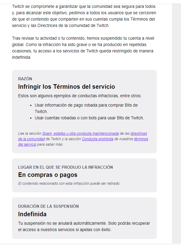 Gente, necesito vuestra ayuda de nuevo, por favor, soy un humilde saxofonista que hace directos en Twitch, y hoy, y sin motivo aparente he recibido un baneo en la plataforma. Por favor, ayuda <a href="/Twitch/">Twitch</a> <a href="/TwitchES/">Twitch ES</a>  <a href="/TwitchSupport/">Twitch Support</a> <a href="/TwitchSupportES/">Twitch Support ES & LatAm</a>