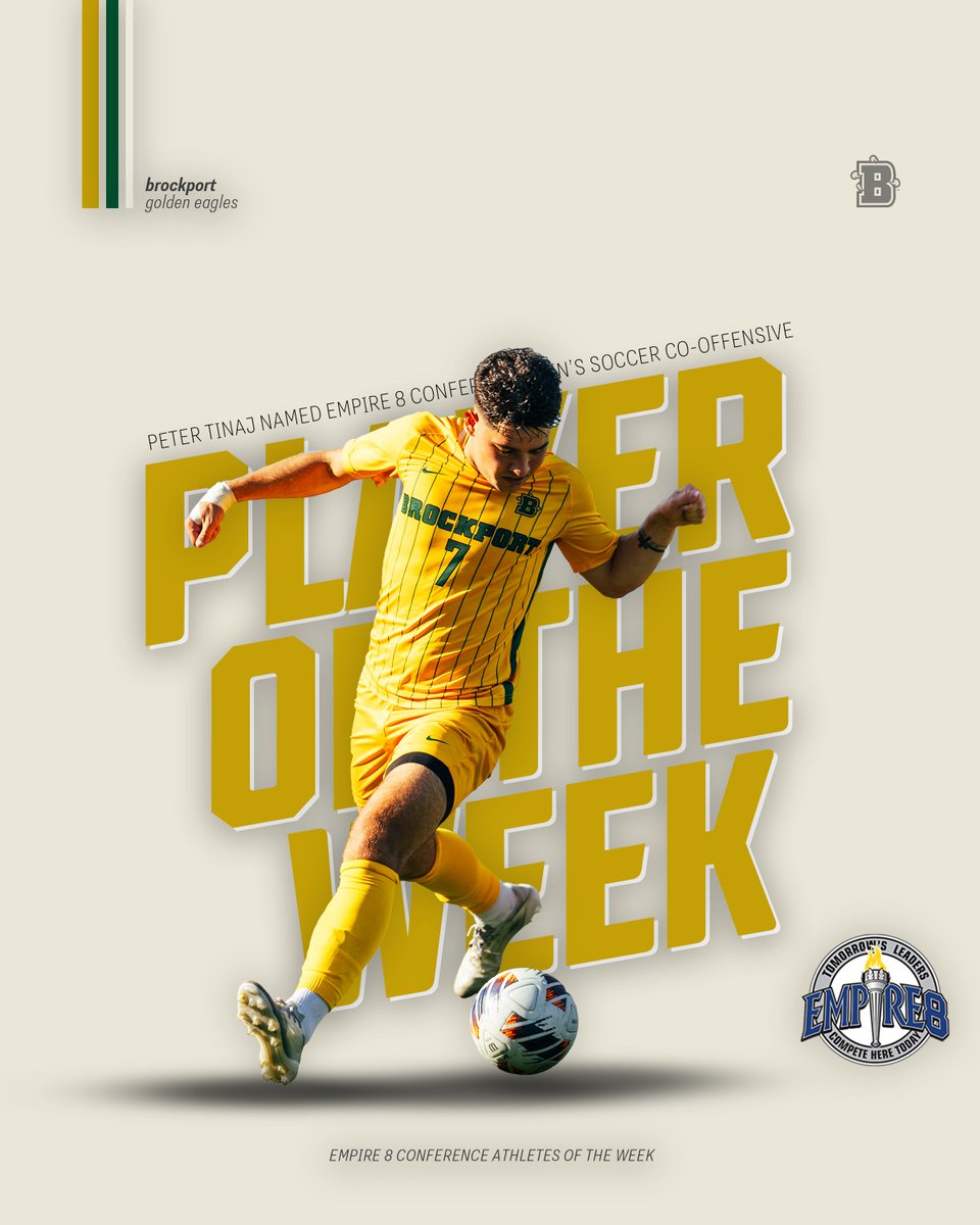 Peter Tinaj🦅⚽️⚽️

<a href="/Empire8/">Empire 8</a> Men's Soccer Co-Offensive Player of the Week‼️

👏👏👏

<a href="/GaryLaPietra/">SUNY Brockport Men’s Soccer</a> | #SoarHigher