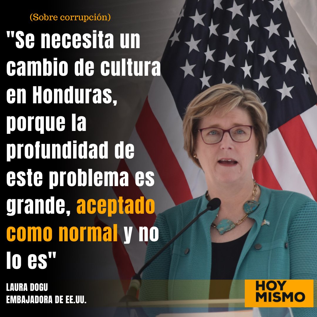 HoyMismoTSI's tweet photo. 🔴Declaraciones de la embajadora de EE.UU. Laura Dogu, sobre la corrupción en Honduras. https://t.co/dRvbgGzlWy