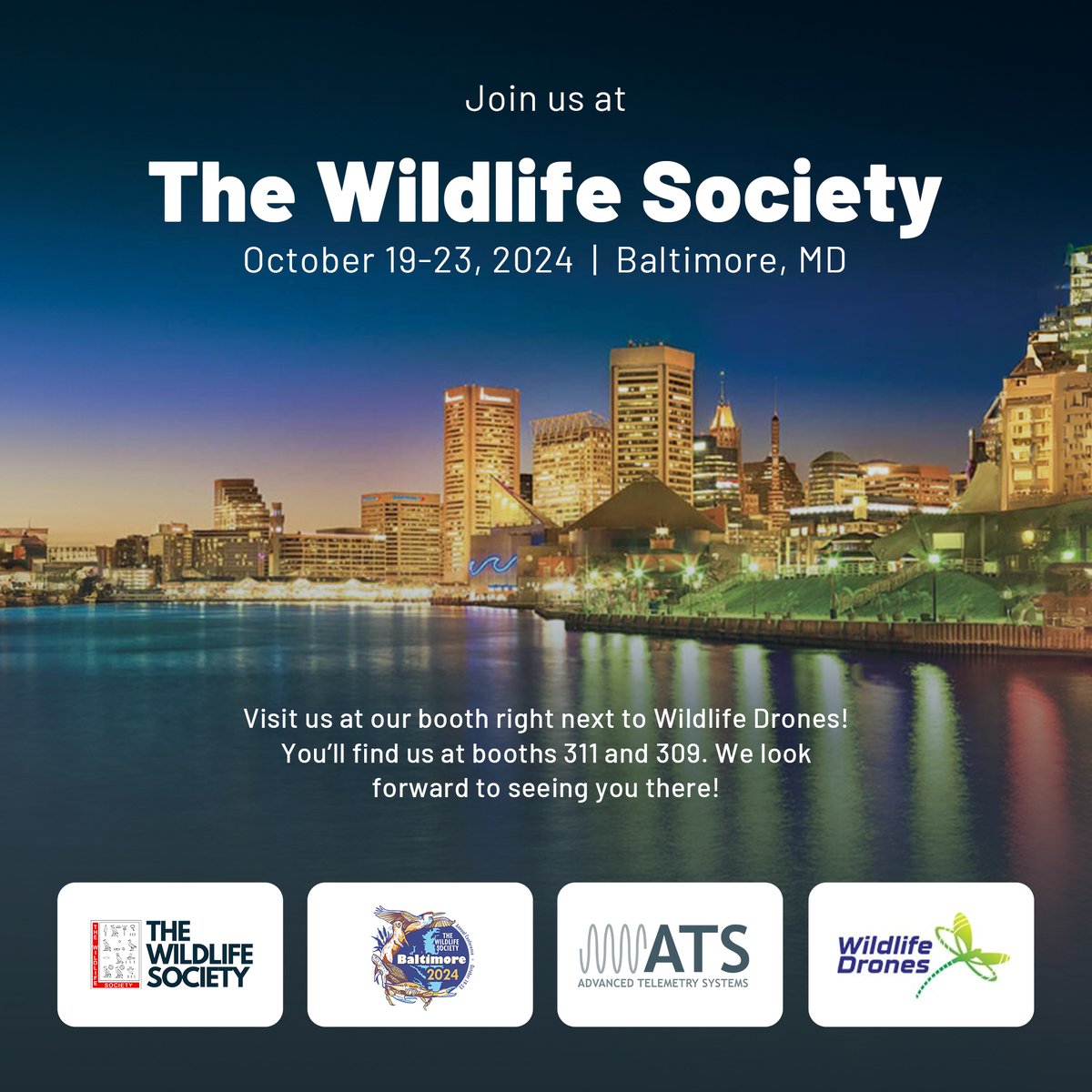 ATSTelemetry's tweet image. We are ecstatic for TWS coming up! Please visit us and our partner, Wildlife Drones, at booths 311 &amp;amp; 309!

TWS Annual Conference – Leaders in Wildlife Science, Management and Conservation (twsconference.org)