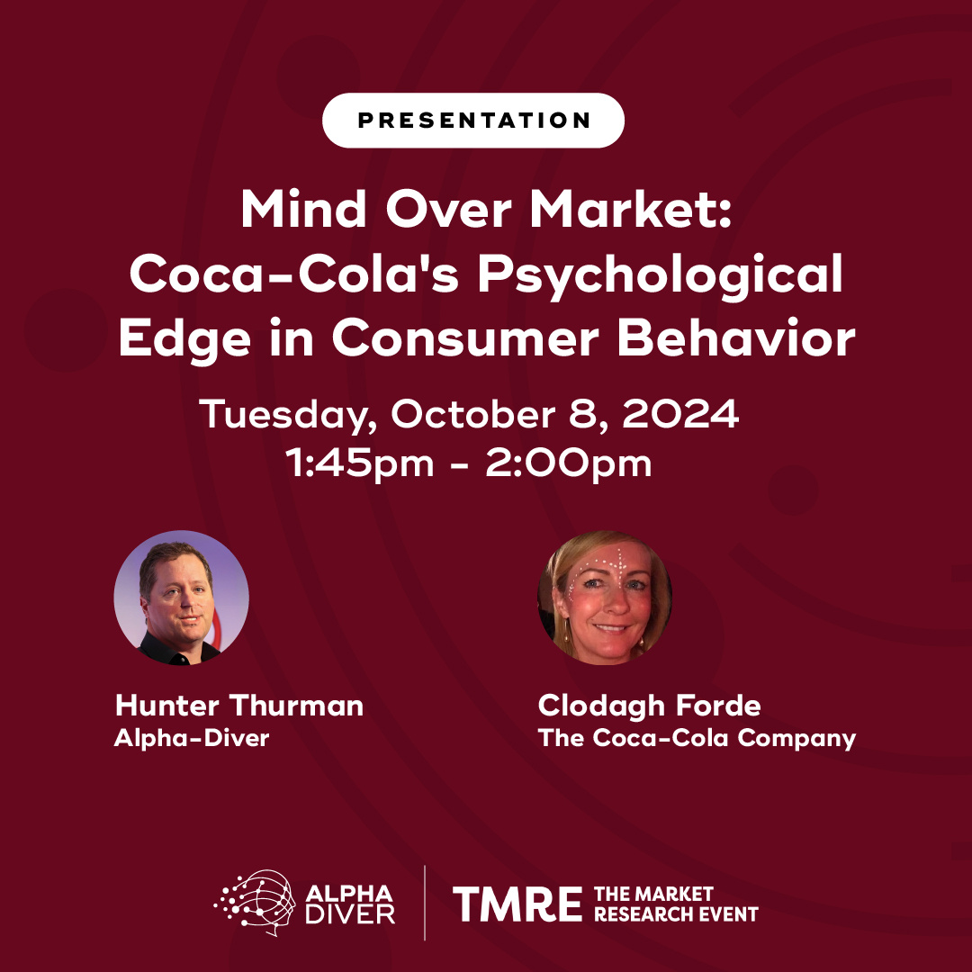 On October 8th, join Alpha-Diver’s, Hunter Thurman, and The Coca-Cola Company's Clodagh Forde as they break down how Coca-Cola leverages these psychological insights to maintain its edge in the market.
hubs.la/Q02QMKH10 #TMRE24 #TMRE2024