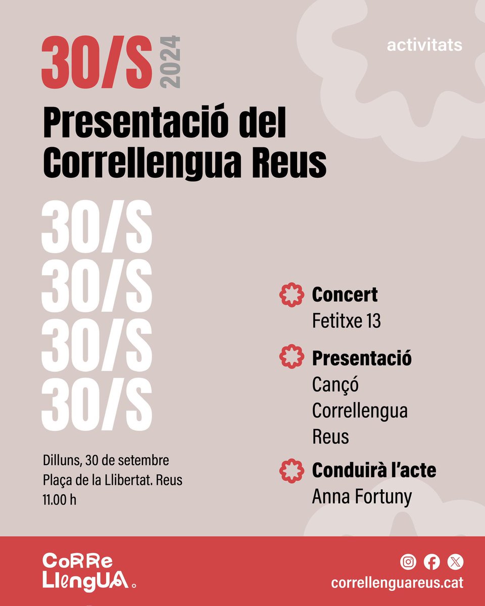 El dia 30 de setembre a les 11 h es presenta el @correllenguareus i tothom hi està convidat.

Seguiu les seves xarxes socials o consulteu el web a correllenguareus.cat