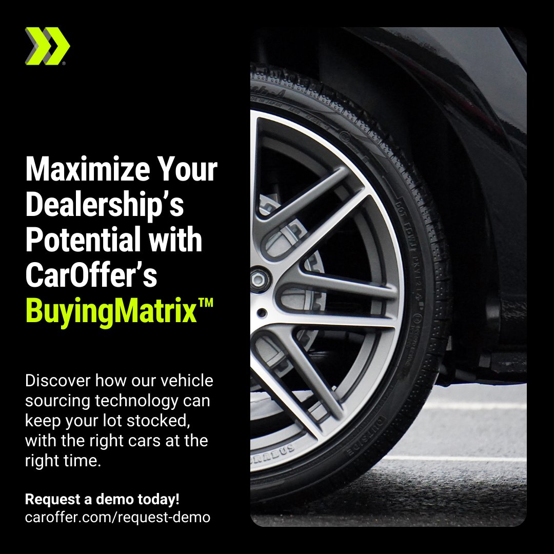 Boost your dealership's inventory with CarOffer’s BuyingMatrix™! Our advanced sourcing finds the vehicles your customers want. Don’t miss out—book a demo: hubs.la/Q02QPg_l0 

#CarOffer #BuyingMatrix™ #AutomotiveSolutions