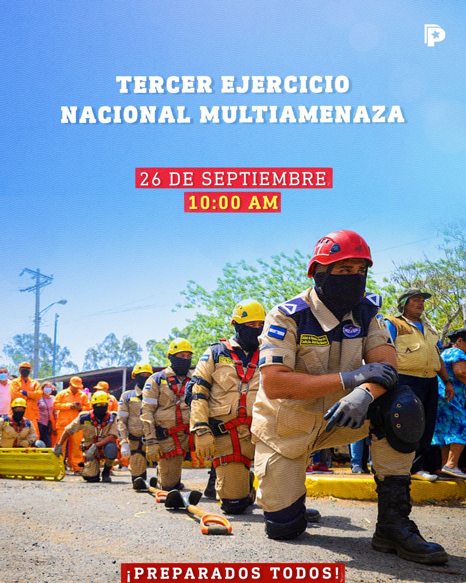 El 26 de septiembre a las 10:00 AM, se llevará a cabo el III Ejercicio Nacional de Protección para la Vida. 🚨 Las autoridades de SINAPRED resaltaron que este ejercicio busca fortalecer la preparación de las familias nicaragüenses ante situaciones de emergencia. 💪🏽