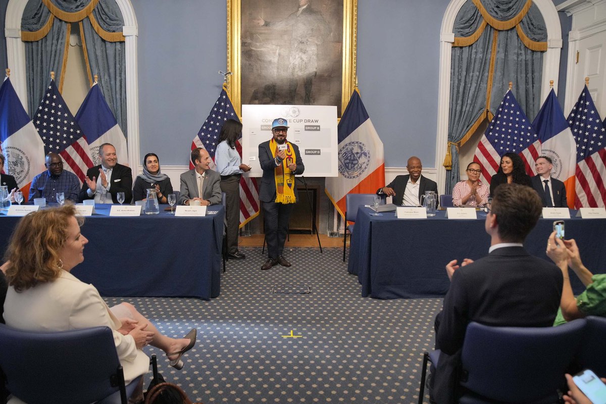 NYCMayor's tweet photo. The NYC Consulate Cup is back at Flushing Meadows Park on Saturday, bringing our diplomatic community together for a tournament with the help of @NewYorkCityFC.

Soccer is an international language, and we can't wait to celebrate with @fwc26nynj during the @FIFAWorldCup in NY/NJ! https://t.co/CLAHPGdXey