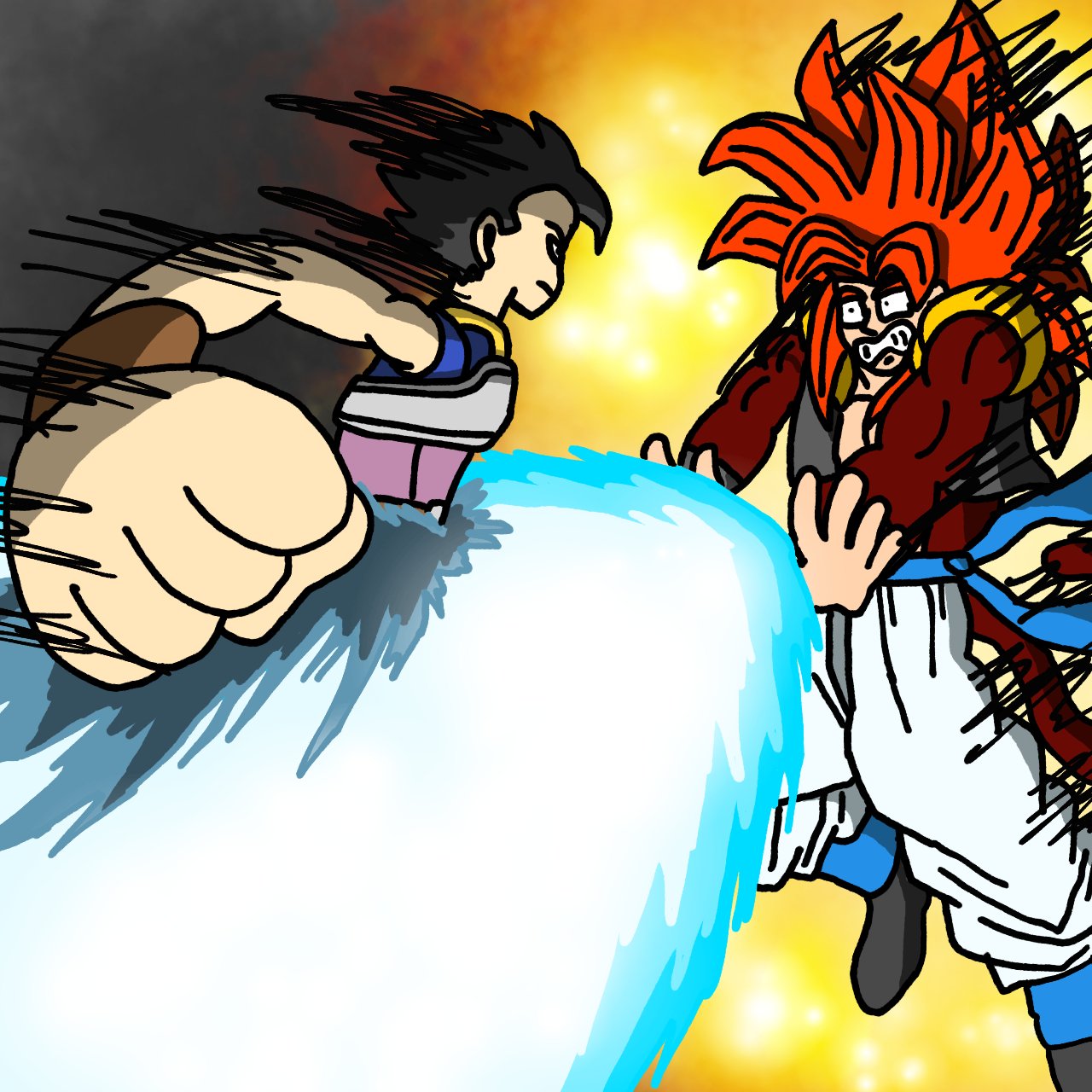 Nathaniel🍖👑 on X: “Base Cabba vs SSJ4 Gogeta Battle of the Gods 