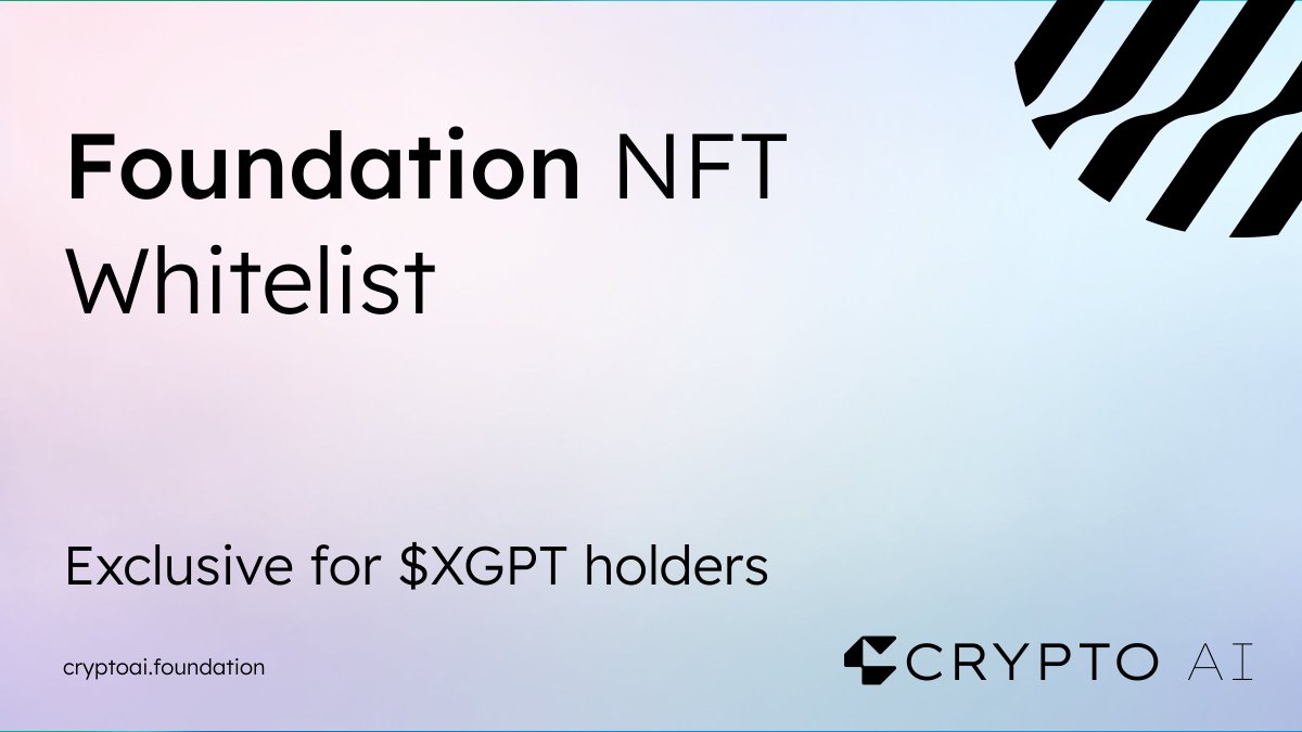 Crypto AI Foundation NFT Whitelist Announcement

We’re officially opening the whitelist for Foundation NFT Collection exclusive for $XPGT OG Holders with a minimum of 1000 $XPGT

🔗 Fill out the form to secure your spot: forms.office.com/r/sxAzcSSv8i

🗓️ Snapshot: 25th September,