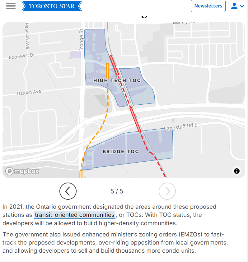 matttomic's tweet photo. The Star has a deeply detailed report on how the sleazebag Ontario government picked the worst-performing route of three possible subway routing options, rerouting to land owned almost entirely by the billionaire Conservative-affiliated DeGasperis family https://t.co/KKhgspWMhO