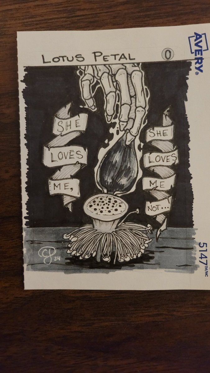 A different lotus card got the axe today, but I'm mailing this one out right now. Is this a rare topical alter from yours truly?