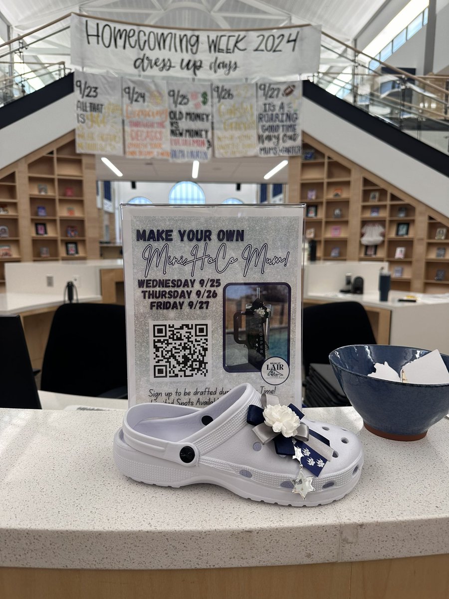 WGHS_LAIR's tweet photo. There’s still spots available to make your own mini mum for your Stanley or Crocs! See the LAIR to sign up! 🤩💙🏈 @WalnutGroveHS @PISD_Libraries https://t.co/5qHbDwcGbH