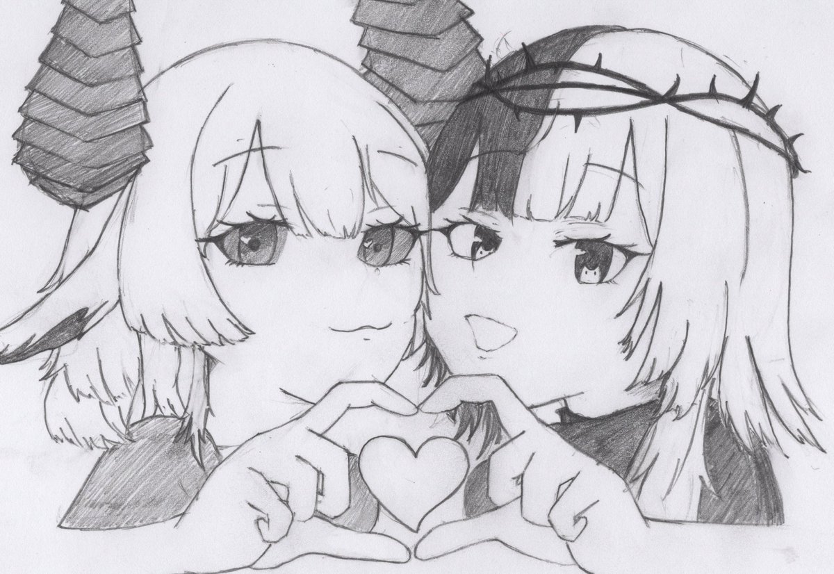 フレンドのペア画を描かされｹﾞﾌﾝｹﾞﾌﾝ、描きました
構図はトレス