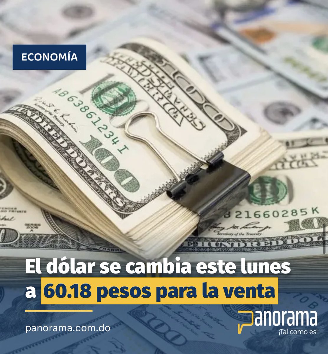 panorama_do's tweet photo. #Panorama_Económico

El dólar estadounidense se cambia este lunes para la venta a 60.18 pesos dominicanos, el mismo valor de la jornada anterior.

Detalles: https://t.co/4BYN9nDndm

Síguenos, comenta y comparte. 

#Panorama #Dolar #Dinero #Economia https://t.co/ZurWufPksl