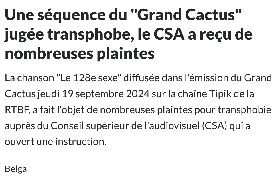 Il va donc falloir réexpliquer au Parlement pourquoi la séquence transophobe du #GrandCactus est problématique, alors que le livre "Mécanique du privilège blanc" ne l'est pas.

J'aurai tendance à dire qu'il suffit de lire la loi, mais apparemment certains ont du mal 🥱

<a href="/Ecolo/">Ecolo</a>