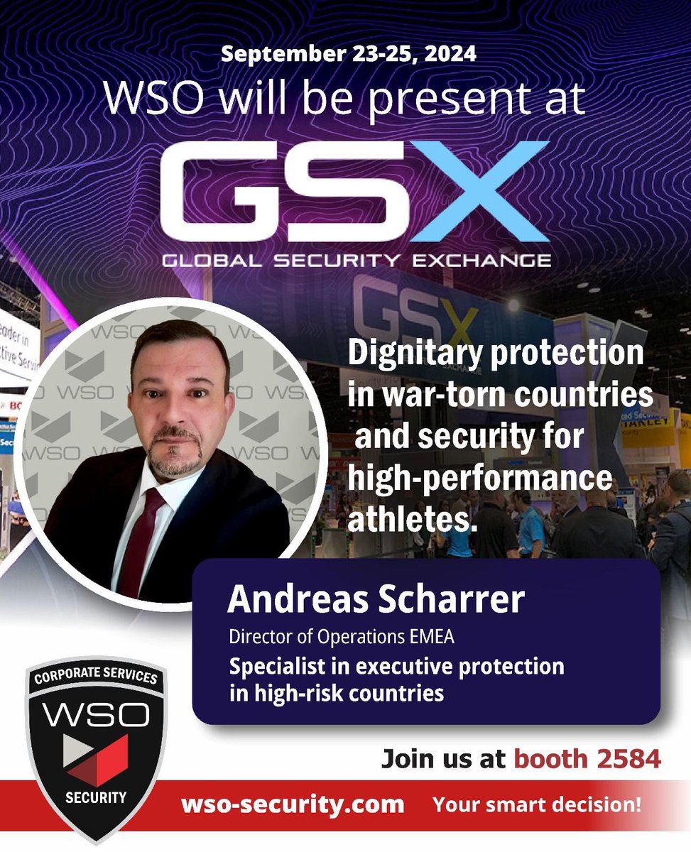 WSO_Security's tweet image. Dignitary protection in war-torn countries and security for high-performance athletes.
Andreas Scharrer 
Director of operations EMEA
Specialist in executive protection and high-risk countries.