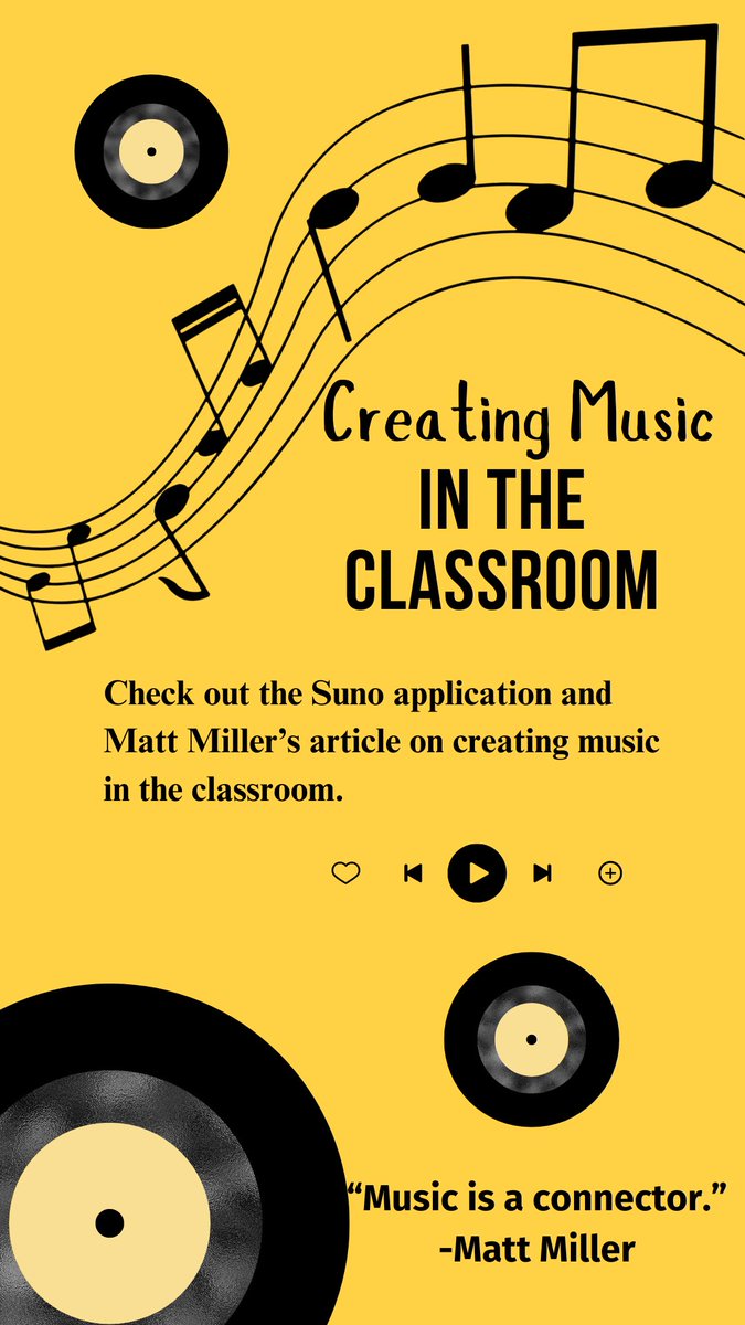 Want to connect students to new concepts so they can remember? Put it to music. Music can help your students connect to the material. #nmudl #UDLasPalmas <a href="/ditchthattext/">Matt Miller</a>  ditchthattextbook.com/suno/?utm_sour…