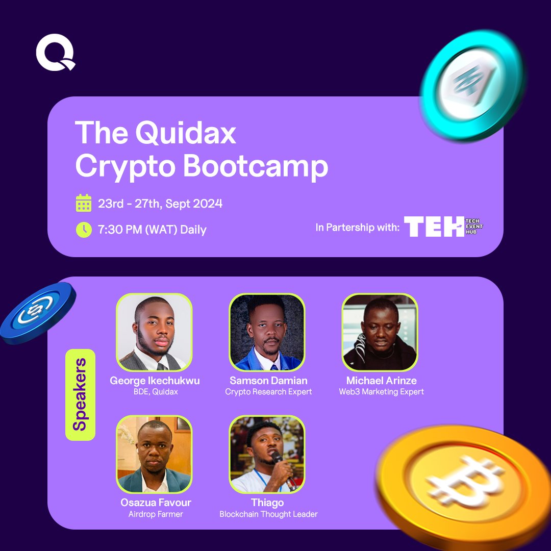 TEH_01's tweet photo. WE ARE LIVE!!! 🚀

Join in here: https://t.co/WH4nIVdyl9

#CryptoBootcamp #TEH #QUIDAX https://t.co/z3wyroIIHH