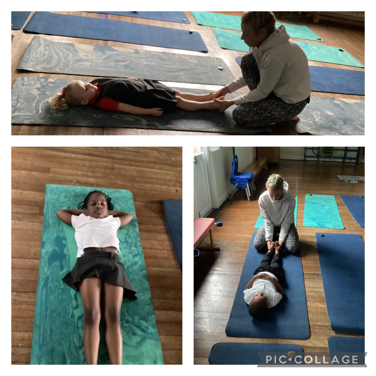 TownvilleEYFS's tweet photo. Today some of the reception children took part in a yoga and mindfulness session. We all left the hall feeling very calm and relaxed. We are looking forward to our next session. @TownvilleIS #midfulness #relaxed https://t.co/pAayJZU84t